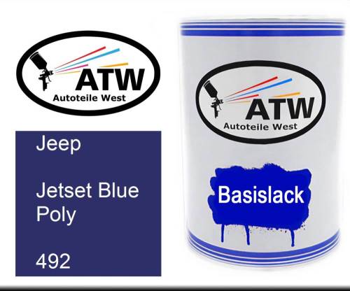 Jeep, Jetset Blue Poly, 492: 500ml Lackdose, von ATW Autoteile West.